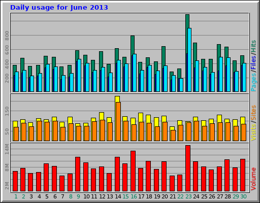 Daily usage for June 2013